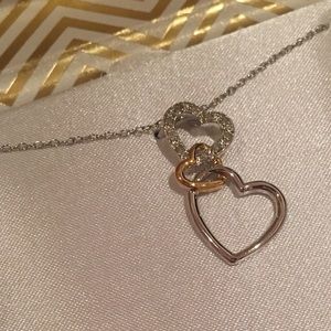 18K Gold, Sterling Silver & Diamond Heart Necklace